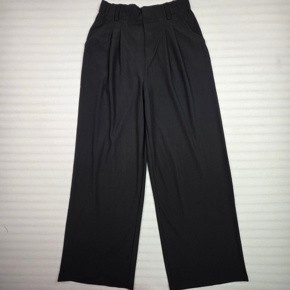 Halara Black Pleated Wide Leg Trousers High Waisted Regular Size S